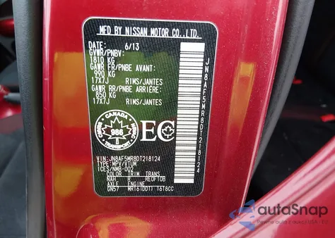 2013 Nissan Juke Nismo/S/Sl/Sv from USA, damaged, VIN JN8AF5MR8DT218124